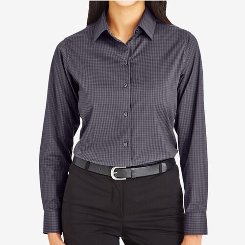 Women's CrownLux Performance® Tonal Mini Check Woven Dress Shirt Thumbnail