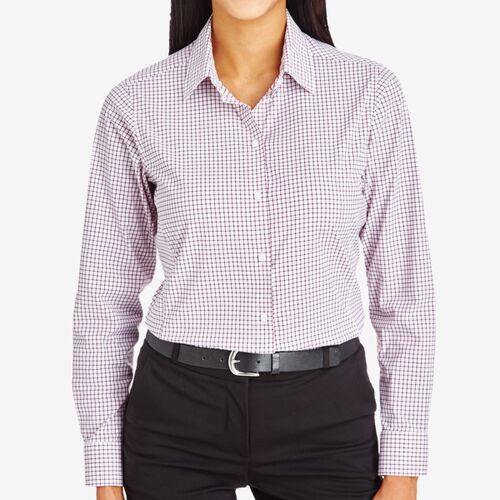 Women's CrownLux Performance® Micro Windowpane Woven Dress Shirt Thumbnail